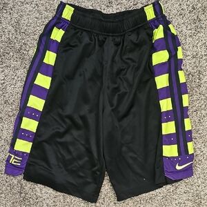 Nike Elite Black and Purple Striped Shorts with Yellow Accents